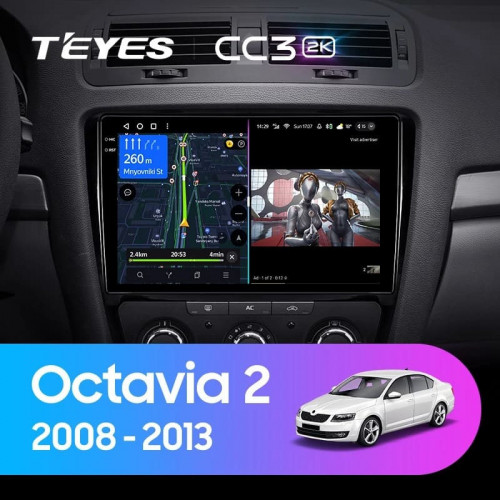 Штатная магнитола Teyes CC3 2K 360 6/128 Skoda Octavia 2 A5 (2008-2013) (10 inch Universal)