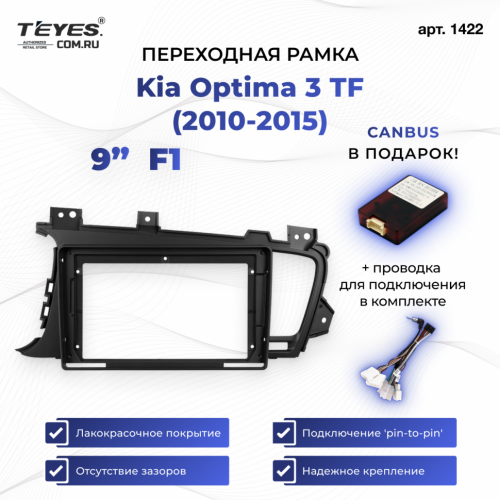 Переходная рамка Kia Optima 3 TF (2010-2015) F1 (9")
