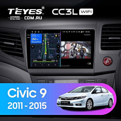 Штатная магнитола Teyes CC3L WiFi 2/32 Honda Civic 9 FB FK FD (2011-2015) Правый руль