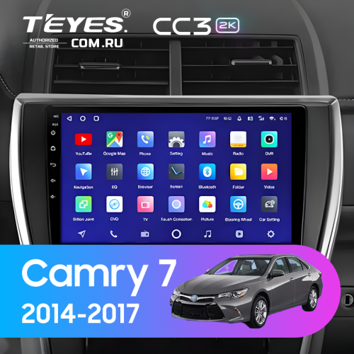 Штатная магнитола Teyes CC3 2K 4/64 Toyota Camry 7 XV 50 55 (2014-2017) (черно-серая) F1
