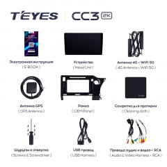 Штатная магнитола Teyes CC3 2K 6/128 Toyota Noah 4 R90 (2022-2023) Правый руль