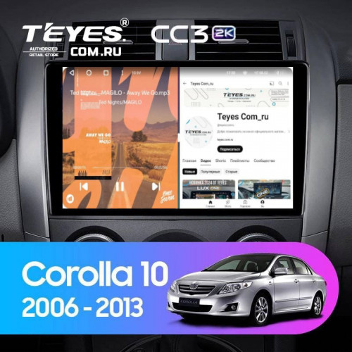 Штатная магнитола Teyes CC3 2K 6/128 Toyota Corolla 10 E140 E150 (2006-2013) Тип-A (11")
