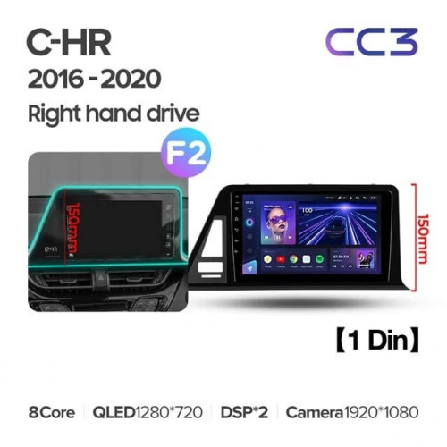 Штатная магнитола Teyes CC3 4/64 Toyota C-HR (2016-2020) F2 Правый руль