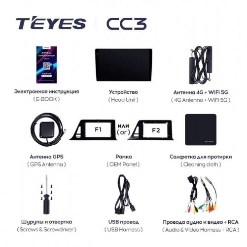 Штатная магнитола Teyes CC3 4/64 Toyota C-HR (2016-2020) F2 Правый руль