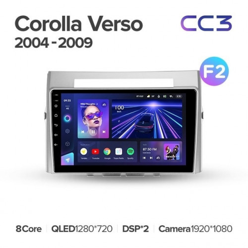 Штатная магнитола Teyes CC3L 4/64 Toyota Corolla Verso AR10 (2004-2009) F2