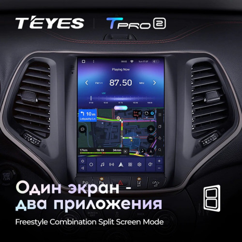 Штатная магнитола Tesla style Teyes TPRO 2 4/64 Jeep Cherokee 5 KL (2013-2018)