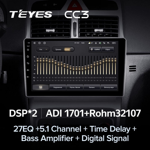 Штатная магнитола Teyes CC3 4/64 Peugeot 307 1 (2001-2008)