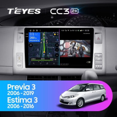 Штатная магнитола Teyes CC3 2K 4/32 Toyota Estima AHR20 XR50 3 (2006-2016) Правый руль