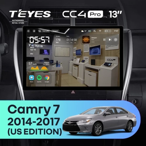 Штатная магнитола Teyes CC4 Pro 8/128 Toyota Camry 7 XV 50 55 (2014-2017) (North America) F5 (13")