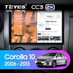 Штатная магнитола Teyes CC3 2K 4/64 Toyota Corolla 10 E140 E150 (2006-2013) Тип-B (13&quot;)