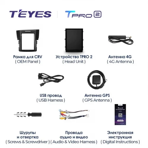 Штатная магнитола Tesla style Teyes TPRO 2 6/128 Honda CR-V 4 RM RE (2011-2015) Тип-B