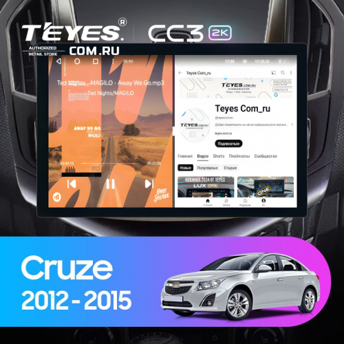 Штатная магнитола Teyes CC3 2K 6/128 Chevrolet Cruze J300 J308 (2012-2015) (13") (черная)