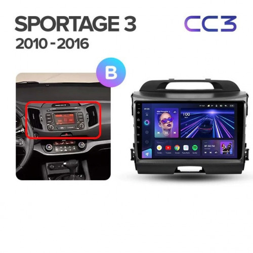 Штатная магнитола Teyes CC3 4/64 Kia Sportage 3 SL (2010-2016) Тип-B
