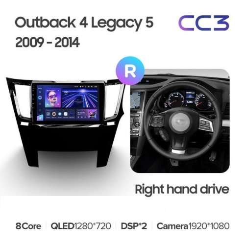 Штатная магнитола Teyes CC3 4/64 Subaru Legacy 5 (2009-2014) Правый руль
