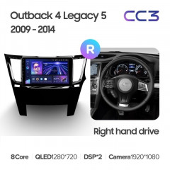 Штатная магнитола Teyes CC3 4/64 Subaru Legacy 5 (2009-2014) Правый руль