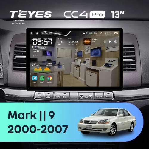 Штатная магнитола Teyes CC4 Pro 12/256 Toyota Mark II 9 X110 (2000-2007) F2 (13")