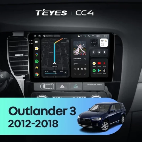 Штатная магнитола Teyes CC4 6/64 Mitsubishi Outlander 3 GF0W GG0W (2012-2018) Тип-B Правый руль