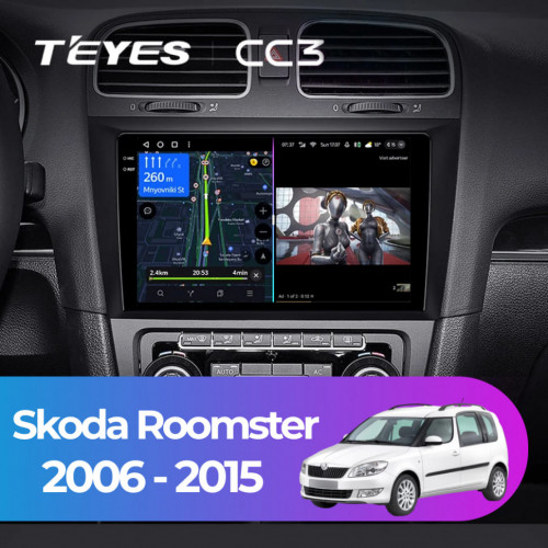 Штатная магнитола Teyes CC3 4/64 Skoda Roomster (2006-2015)