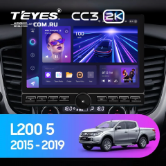 Штатная магнитола Teyes CC3 2K 6/128 Mitsubishi L200 5 (2015-2019) кондиционер F1 (13" с кнопками)