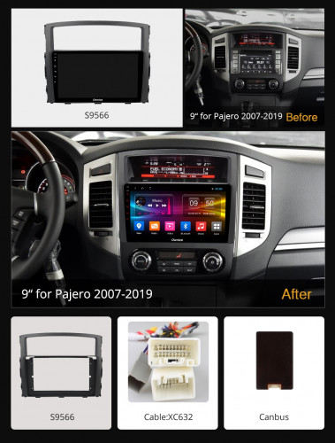 Штатная магнитола Carmedia OL-9566-Q Mitsubishi Pajero Iv 2006-2015 (V97/V93)