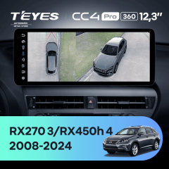 Штатная магнитола Teyes CC4 Pro 12.3" 360 12/256 Lexus RX450h 4 AL20 (2015-2024) Тип-B