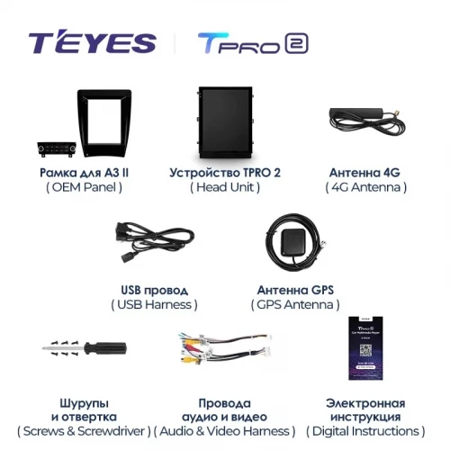 Штатная магнитола Tesla style Teyes TPRO 2 6/128 Audi A3 2 8P (2003-2013)
