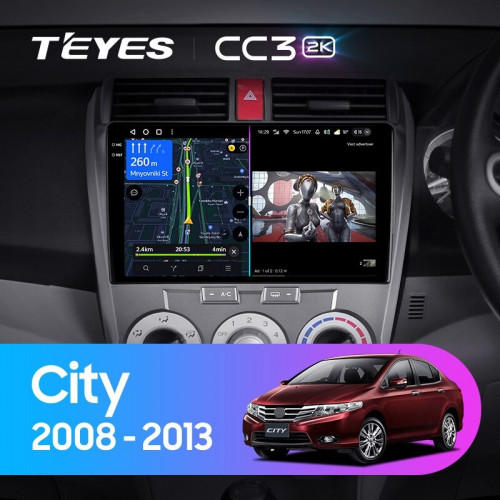 Штатная магнитола Teyes CC3 2K 360 6/128 Honda City (2008-2013)