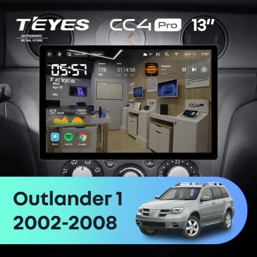 Штатная магнитола Teyes CC4 Pro 12/256 Mitsubishi Outlander 1 (2002-2008) F2 (13")