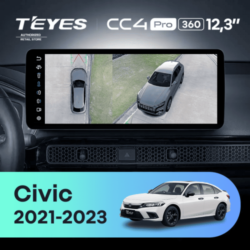 Штатная магнитола Teyes CC4 Pro 12.3" 360 12/256 Honda Civic FE FL (2021-2023)