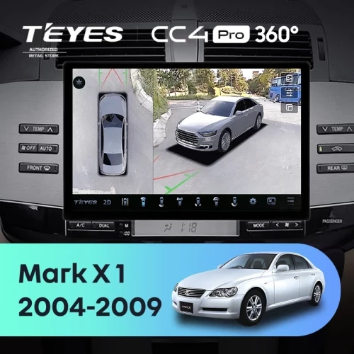 Штатная магнитола Teyes CC4 Pro 360 12/256 Toyota Mark X X120 (2004-2009) Правый руль (11")