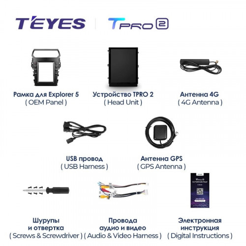 Штатная магнитола Tesla style Teyes TPRO 2 4/32 Ford Explorer 5 (2011-2019)