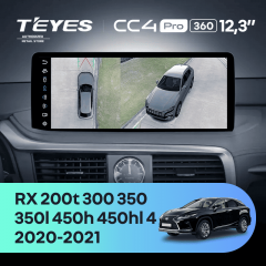 Штатная магнитола Teyes CC4 Pro 12.3" 360 12/256 Lexus RX200t RX300 RX350 RX350l RX450h RX450hl AL20 IV (2020-2021)