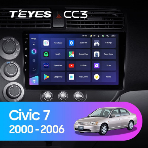 Штатная магнитола Teyes CC3 4/64 Honda Civic 7 (2000-2006) F1
