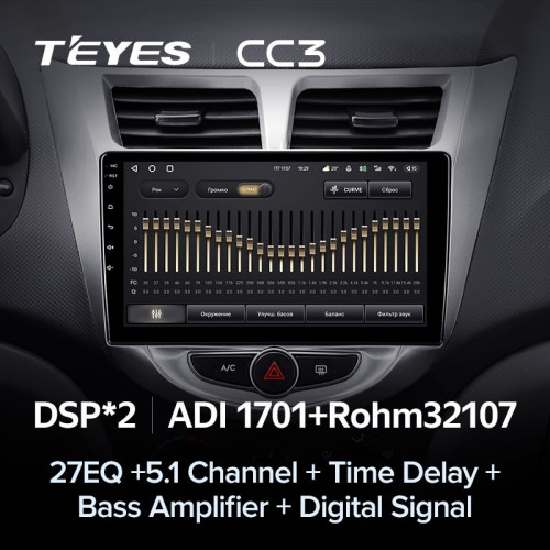 Штатная магнитола Teyes CC3 6/128 Hyundai Solaris 1 (2010-2016) F1