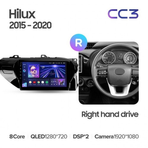 Штатная магнитола Teyes CC3 6/128 Toyota Hilux Pick Up AN120 (2015-2020) Правый руль