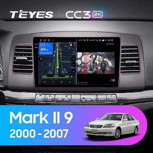 Штатная магнитола Teyes CC3 2K 6/128 Toyota Mark II 9 X110 (2000-2007) F2