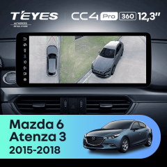 Штатная магнитола Teyes CC4 Pro 12.3" 360 12/256 Mazda 6 GJ GL (2015-2018) Тип-A