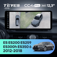 Штатная магнитола Teyes CC4 Pro 12.3" 360 12/256 Lexus ES ES200 ES250 ES300h ES350 XV60 VI 6 (2012-2018) Тип-A