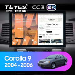 Штатная магнитола Teyes CC3 2K 6/128 Toyota Corolla 9 E120 (2004-2006) (13")
