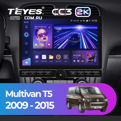 Штатная магнитола Teyes CC3 2K 6/128 Volkswagen Multivan T5 (2009-2015) (13" с кнопками)