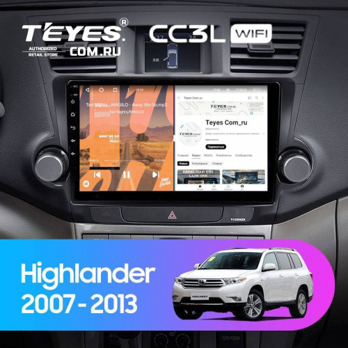 Штатная магнитола Teyes CC3L WiFi 2/32 Toyota Highlander 2 XU40 (2007-2013) F1 10"