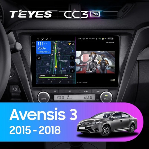 Штатная магнитола Teyes CC3 2K 6/128 Toyota Avensis 3 (2015-2018) F2