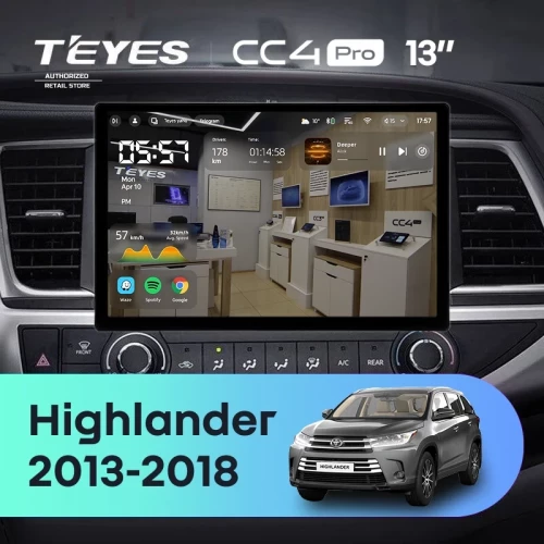 Штатная магнитола Teyes CC4 Pro 8/128 Toyota Highlander 3 XU50 (2013-2018) (13")