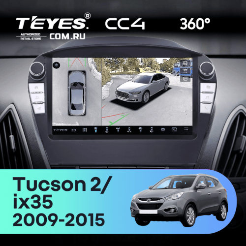Штатная магнитола Teyes CC4 360 6/64 Hyundai ix35 (2009-2015) (Tucson 2) (с кнопками) Тип-AB