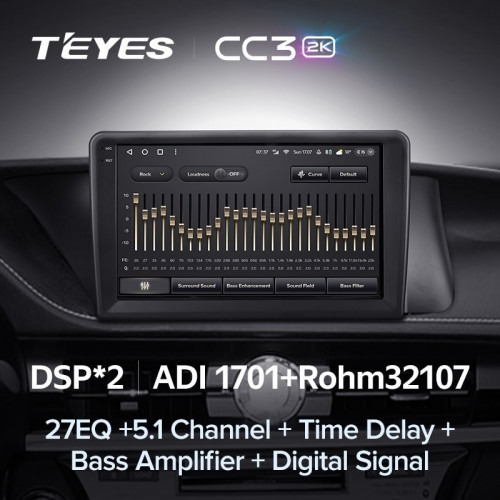 Штатная магнитола Teyes CC3 2K 360 6/128 Lexus ES ES200 ES250 ES300h ES350 XV60 VI (2012-2018) Тип-В