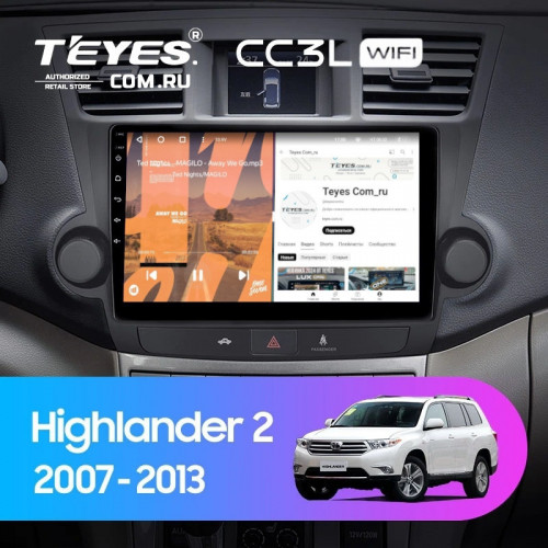 Штатная магнитола Teyes CC3L WiFi 2/32 Toyota Highlander 2 XU40 (2007-2013) F2 10"