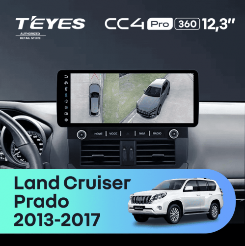 Штатная магнитола Teyes CC4 Pro 12.3" 360 12/256 Toyota Land Cruiser Prado 150 (2013-2017) F2