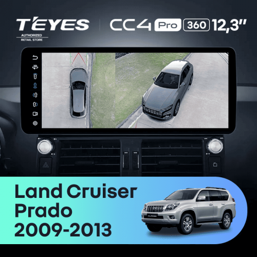 Штатная магнитола Teyes CC4 Pro 12.3" 360 12/256 Toyota Land Cruiser Prado 150 (2009-2013)