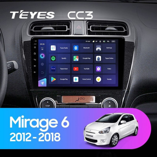 Штатная магнитола Teyes CC3 6/128 Mitsubishi Mirage 6 (2012-2018)