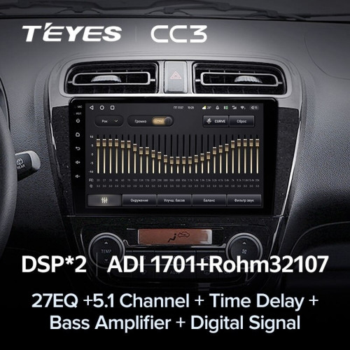 Штатная магнитола Teyes CC3 6/128 Mitsubishi Mirage 6 (2012-2018)